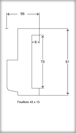 Ex : pour placo de 72 mm - Feuillure 43 x 15